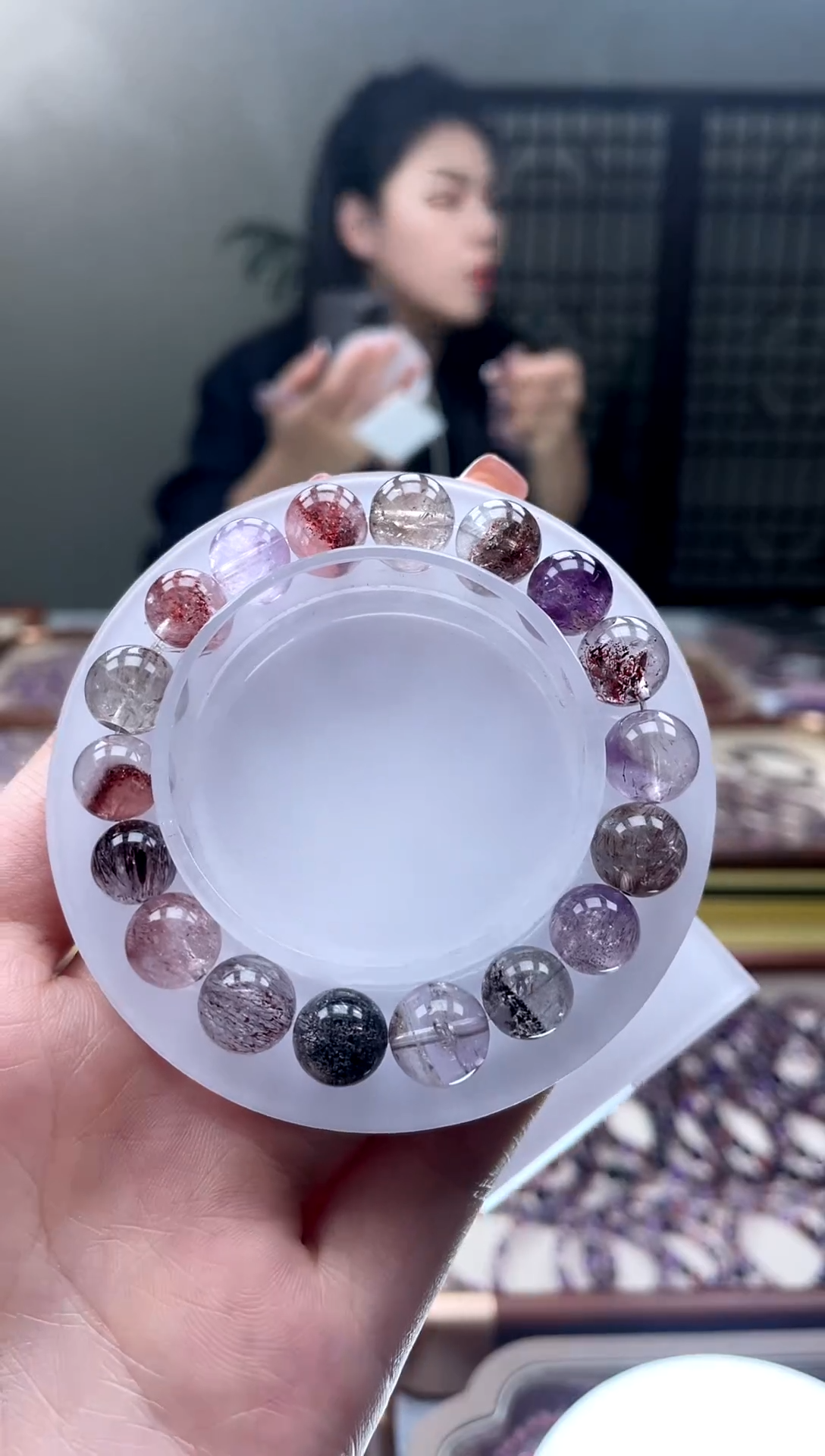 未镶嵌手串水晶【迎迎甄选】超七黑加仑手串10mm 多样性发一