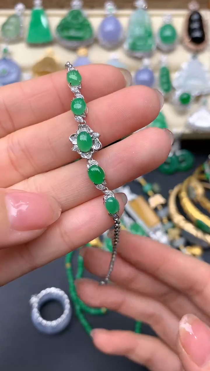 【闪购商品】翡翠手链18K金镶嵌358-中国好珍宝