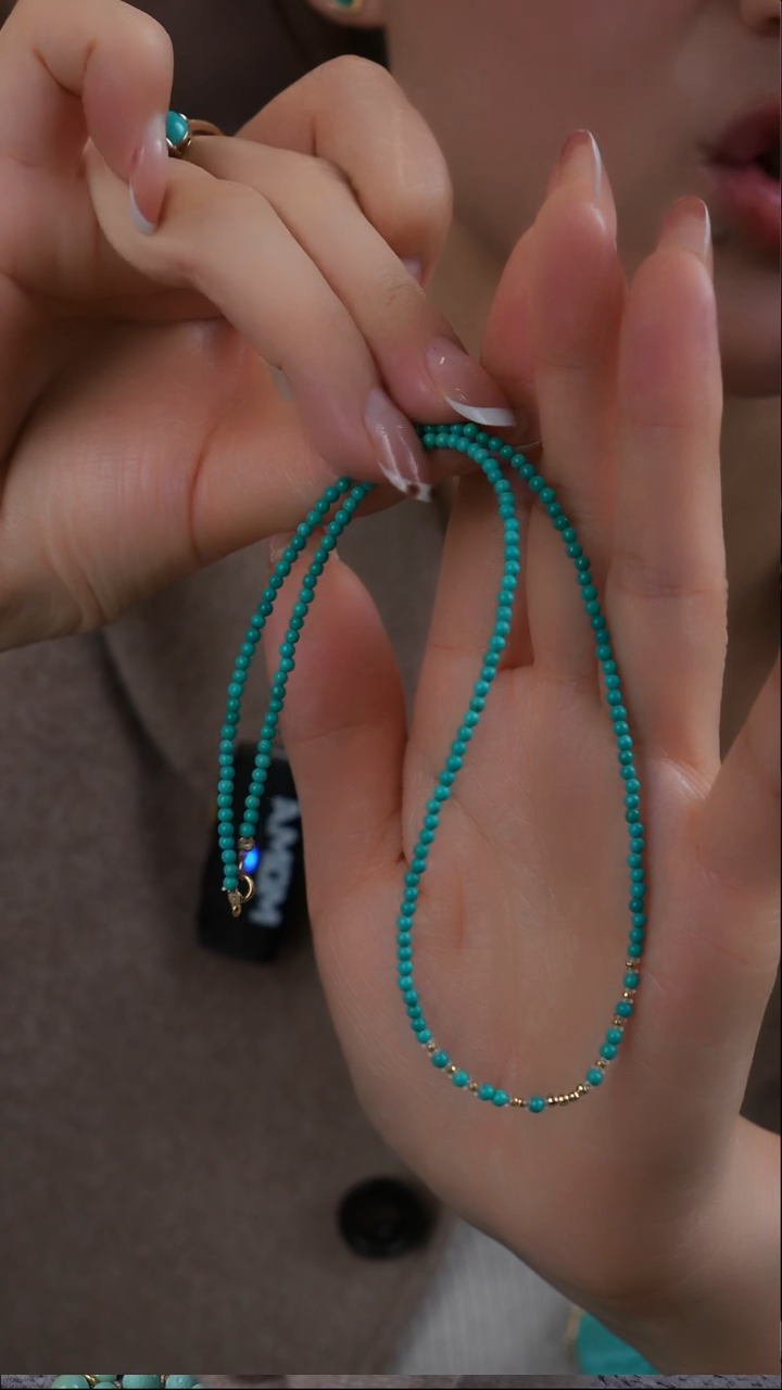 18K金镶嵌绿松石项链1111