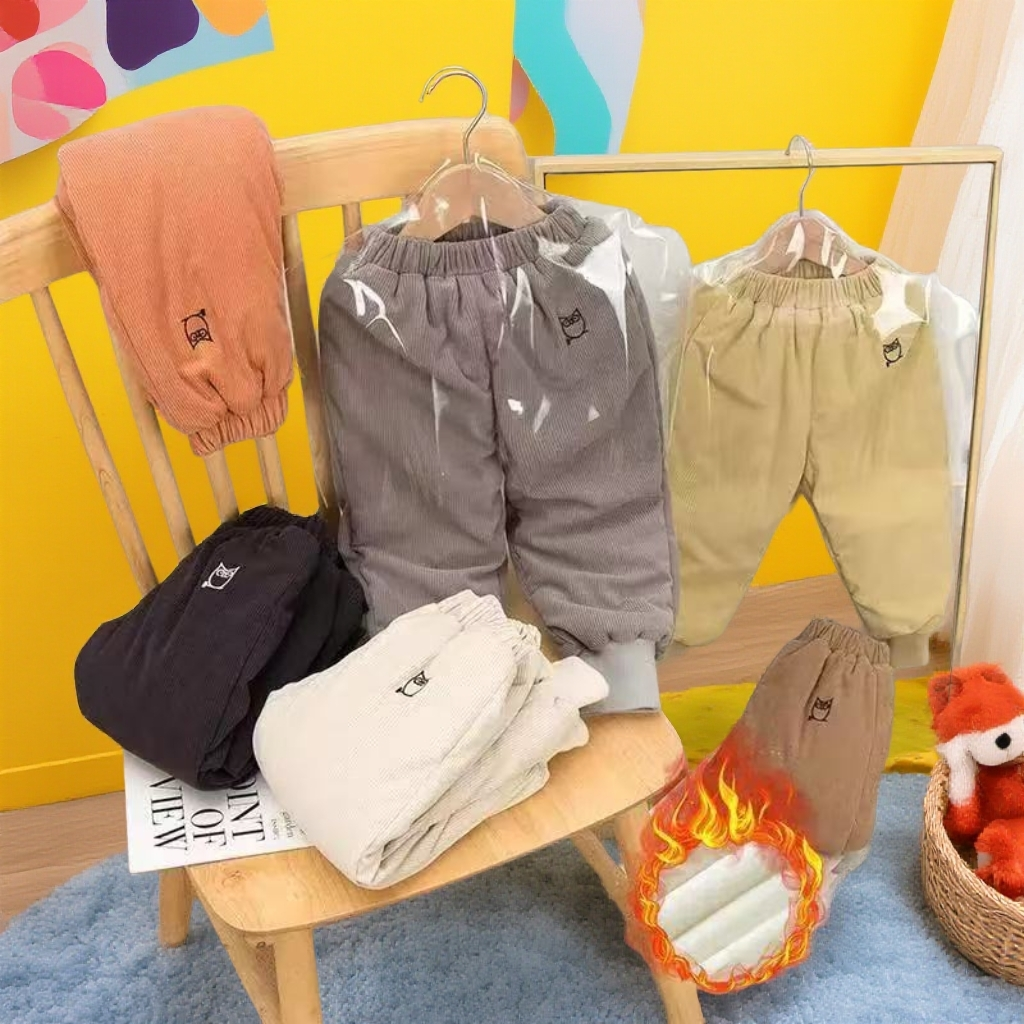 【百搭裤子】冬季新款女童加绒加厚棉裤男童儿童棉裤韩版保暖棉裤子