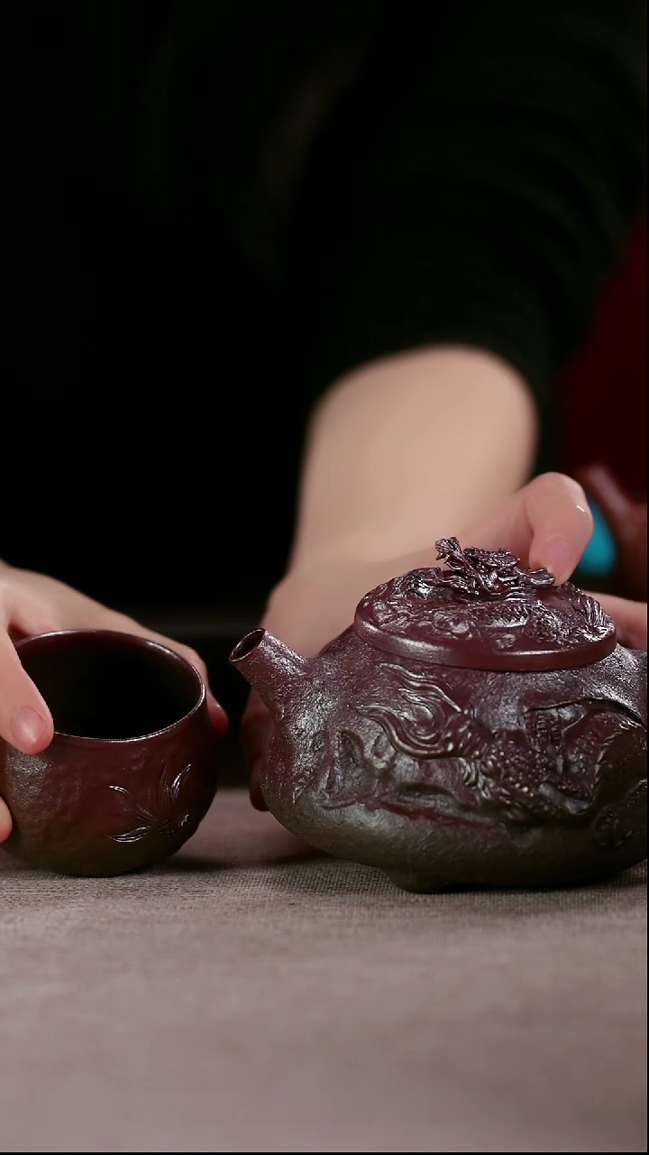茶壶紫砂”龙瓢“+”龙杯“