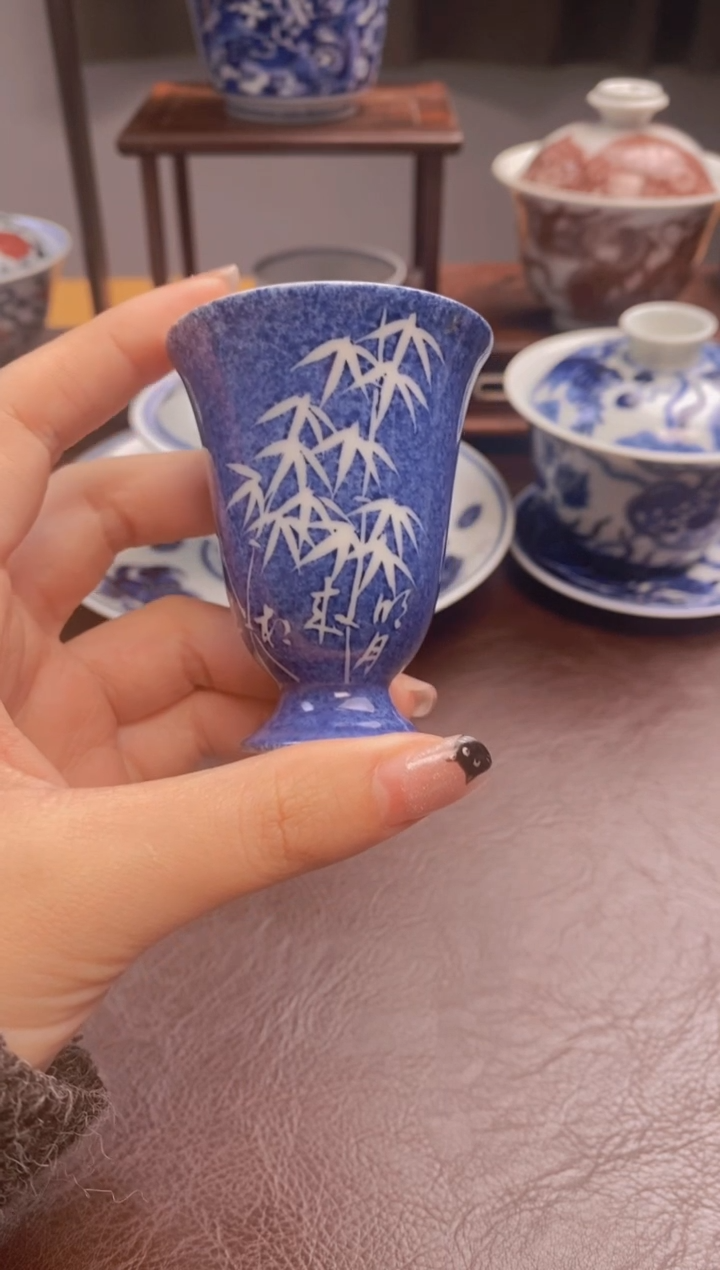 小美妙陶瓷竹季蓝杯