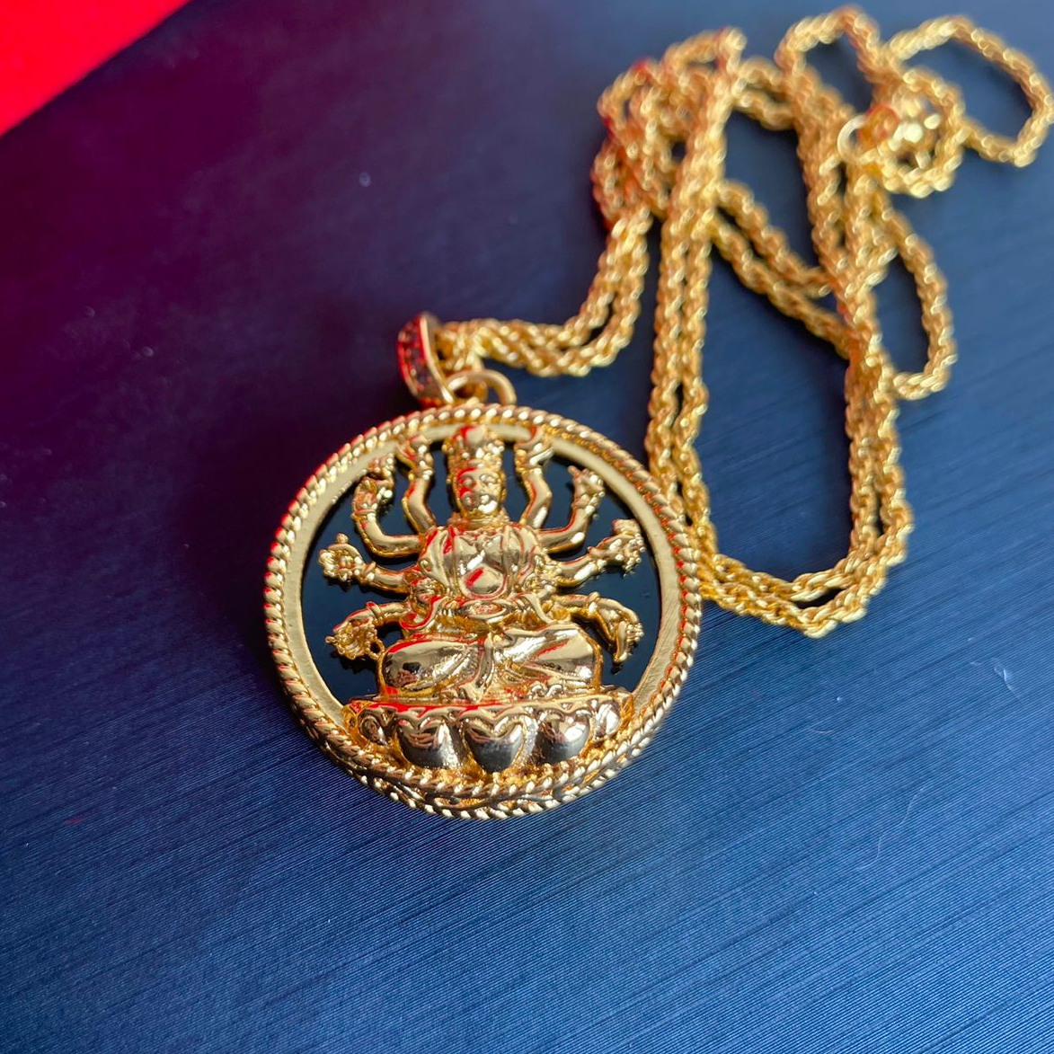 千手观音吊坠天然珠宝和田玉-带证书带礼盒-赠麻花链