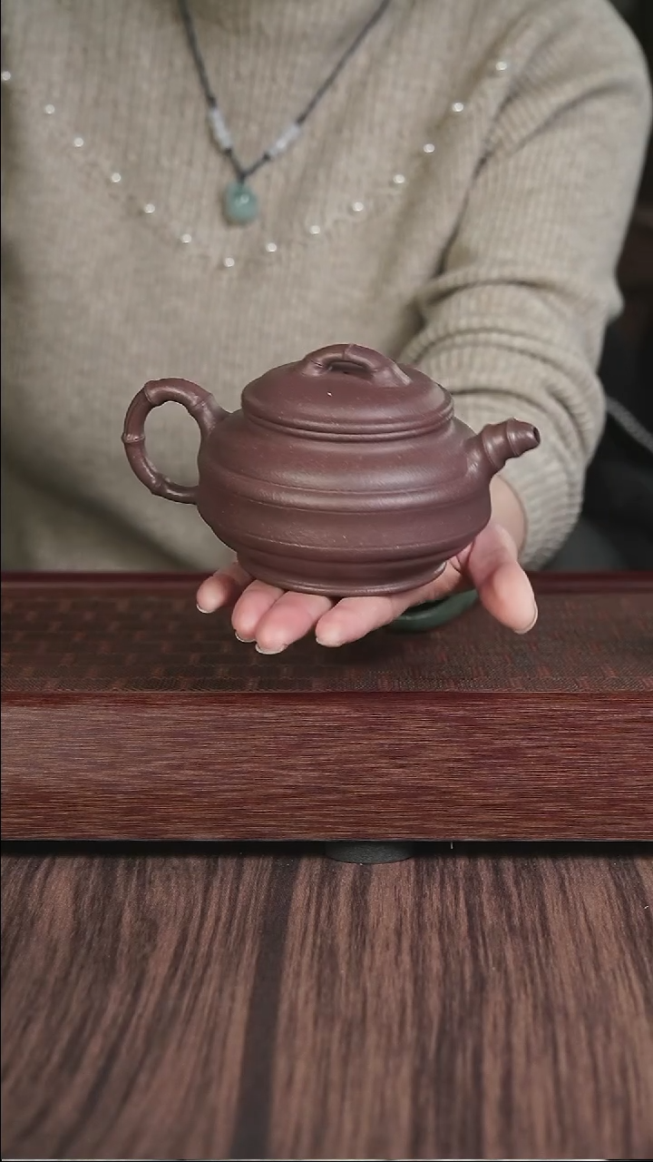 【闪购商品】紫砂茶壶千禧紫泥 双线竹鼓