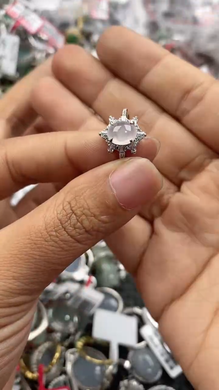 银S925镶嵌戒指翡翠444             9