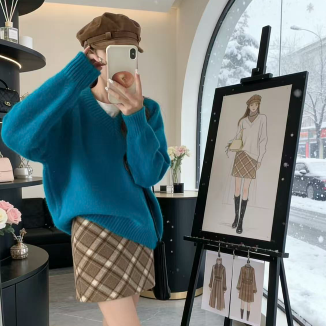 高级感超好看毛衣女秋冬V领套头长袖上衣宽松软糯慵懒风针织衫女