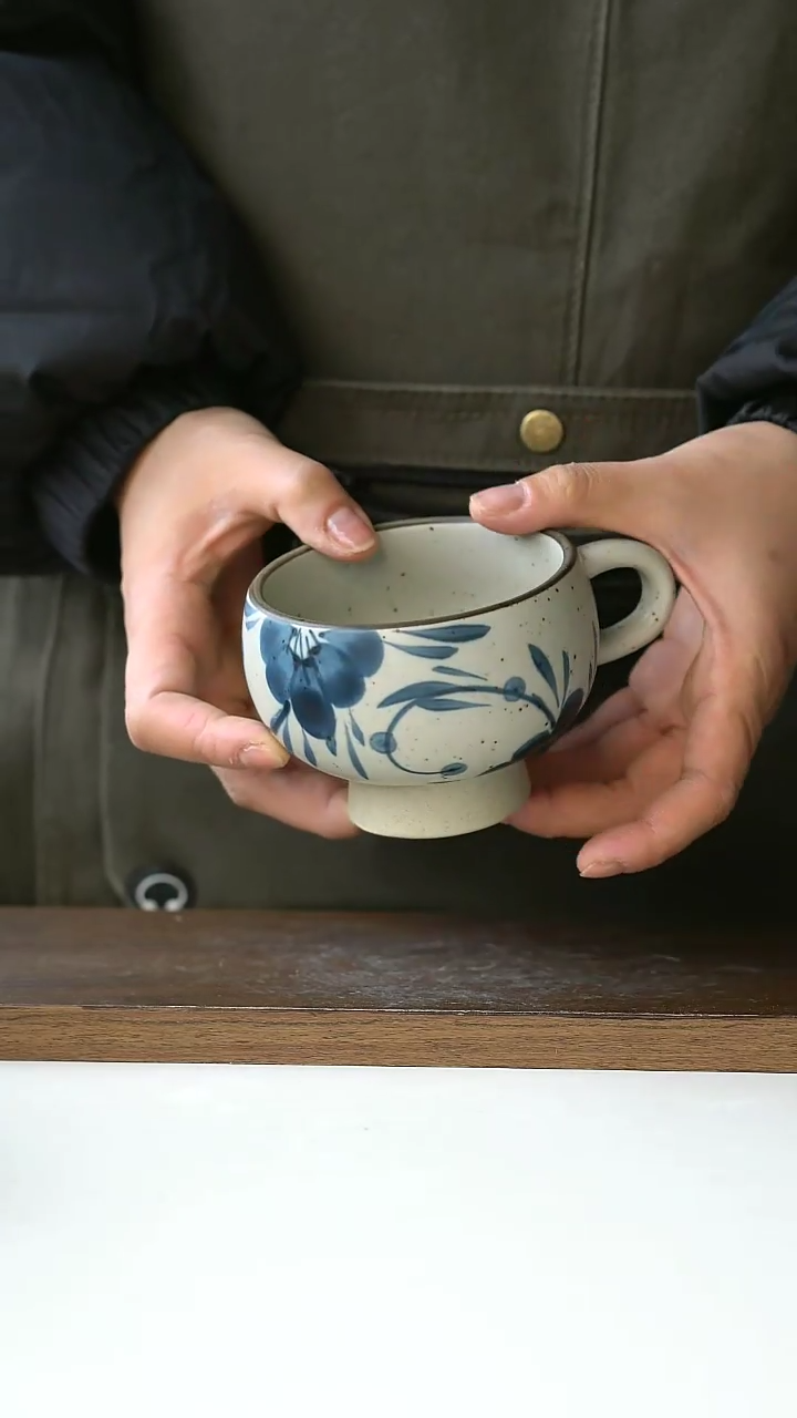 【闪购商品】陶瓷手绘七里香高足蛋杯210ml@4-2@