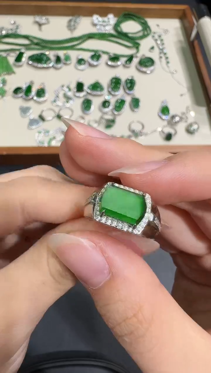 银S925镶嵌戒指翡翠X1211-886-224