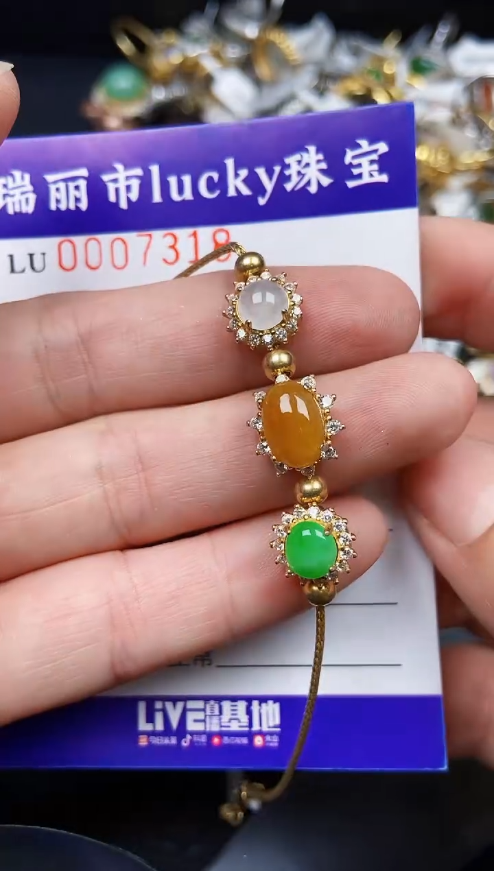 翡翠银S925镶嵌颈饰7318