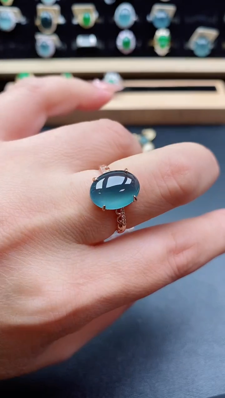 银S925镶嵌戒指翡翠1