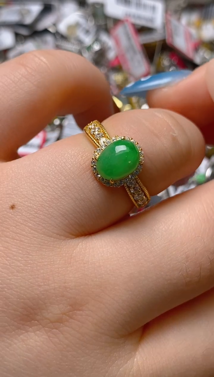 银S925镶嵌戒指翡翠百内无证书