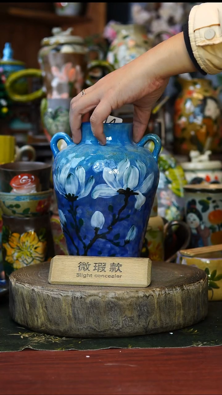 花瓶114微瑕景德镇手工手绘釉下彩