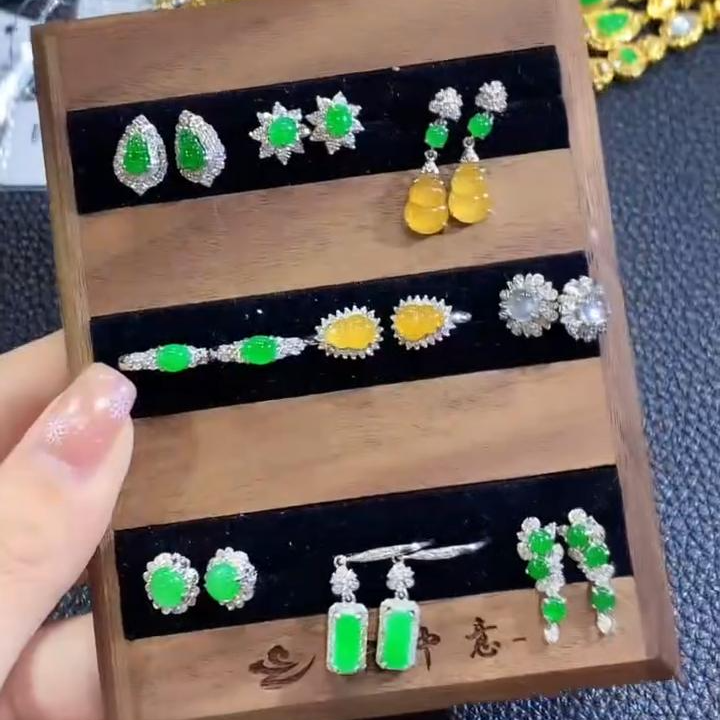 【云中意彩虹盘】18K金翡翠耳饰 彩虹盘-多样性发货一件-wsn-7