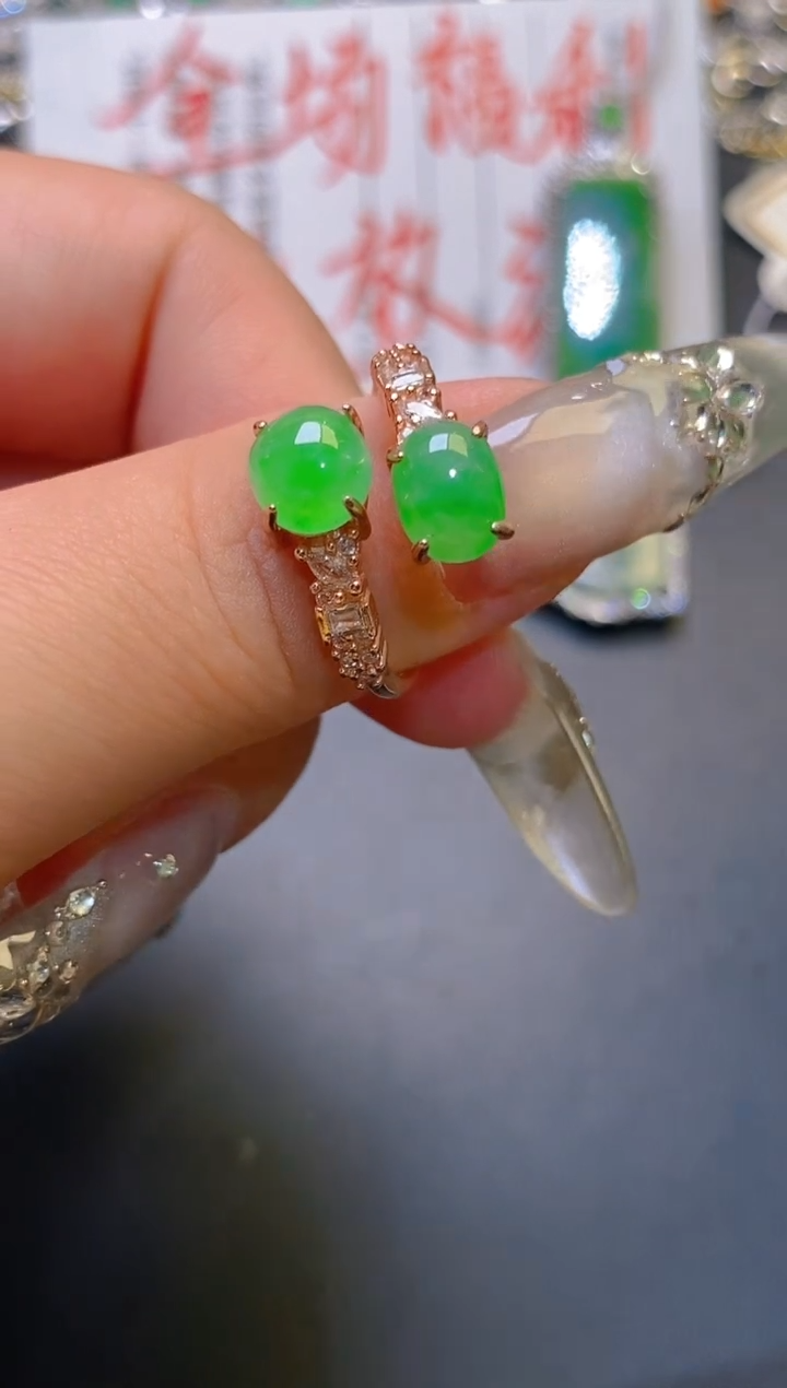 【闪购商品】翡翠耳饰银S925镶嵌天然A货翡翠1