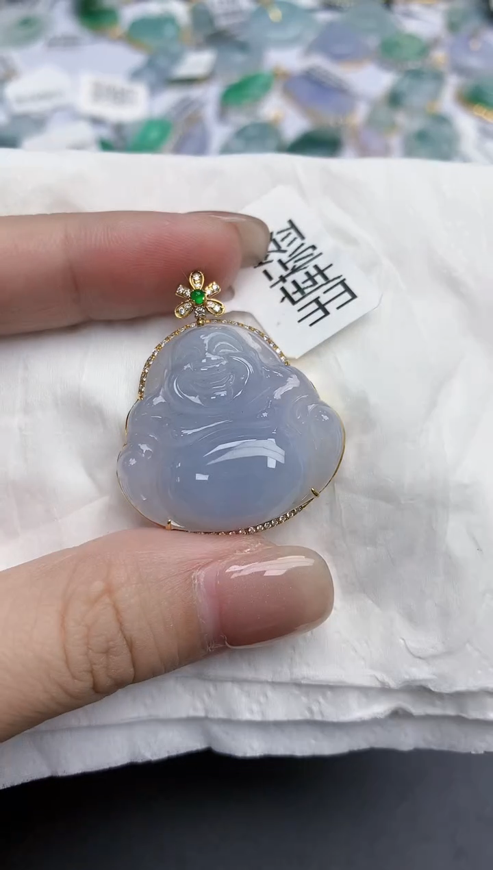 【闪购商品】翡翠颈饰18K金镶嵌天然缅甸翡翠A货