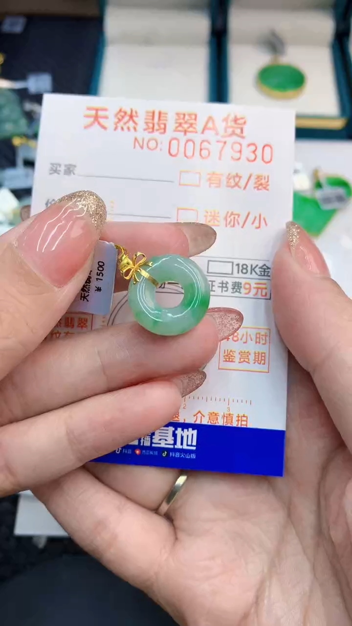 翡翠18K金镶嵌颈饰            8