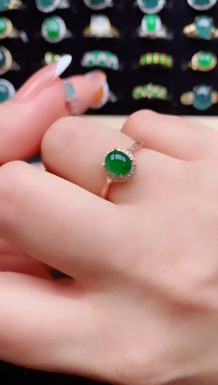 【闪购商品】翡翠戒指银S925镶嵌321311