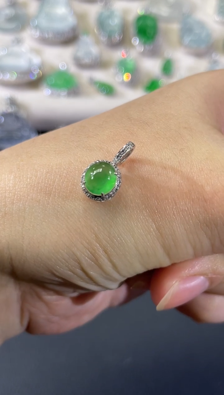 吊坠(不含链)18K金镶嵌翡翠A493|2980