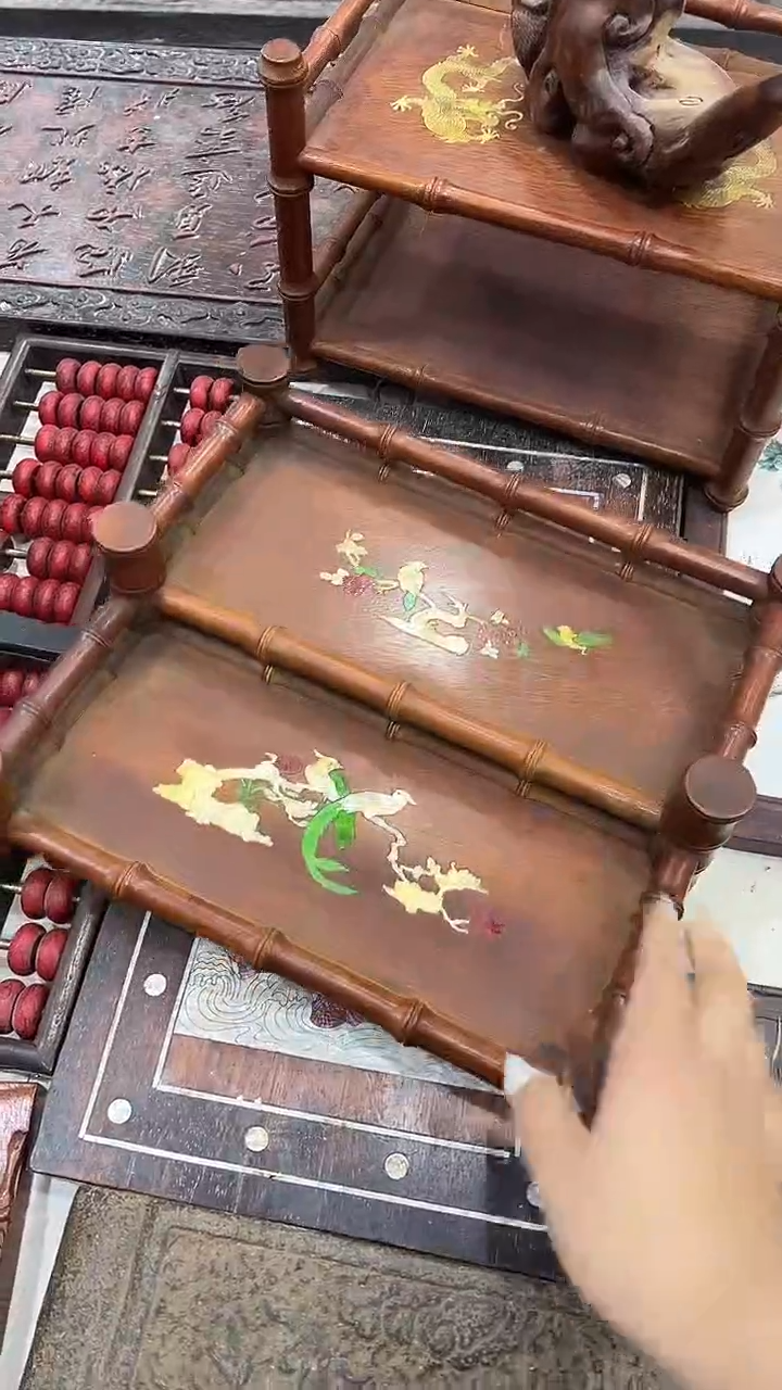 木沐头淘摆件木雕件 茶具架