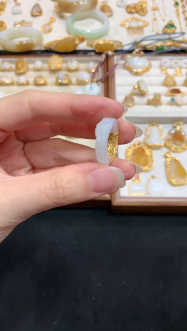 【闪购商品】和田玉吊坠(不含链)18K金镶嵌戒指|w695