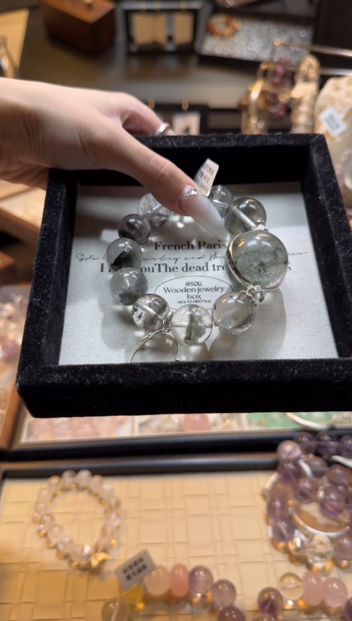 烟晶手链银S925镶嵌 天然水晶 多样性发货其一