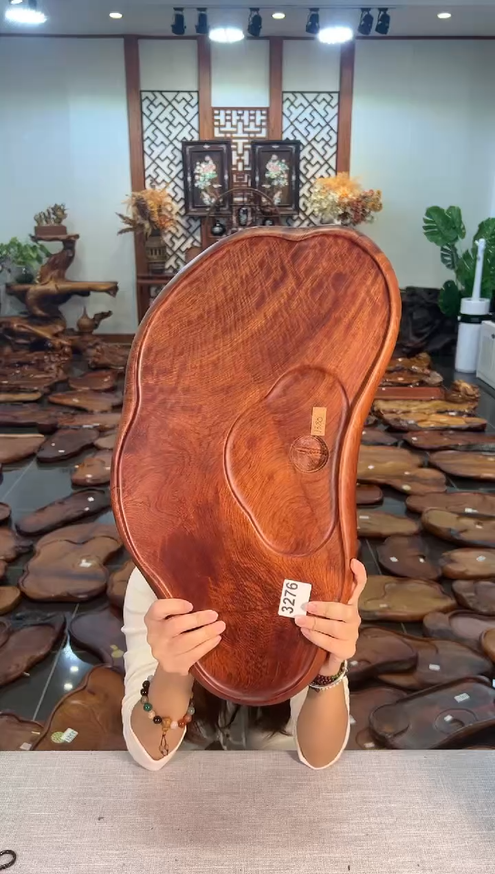 【闪购商品】大果紫檀（缅甸花梨）茶盘3276