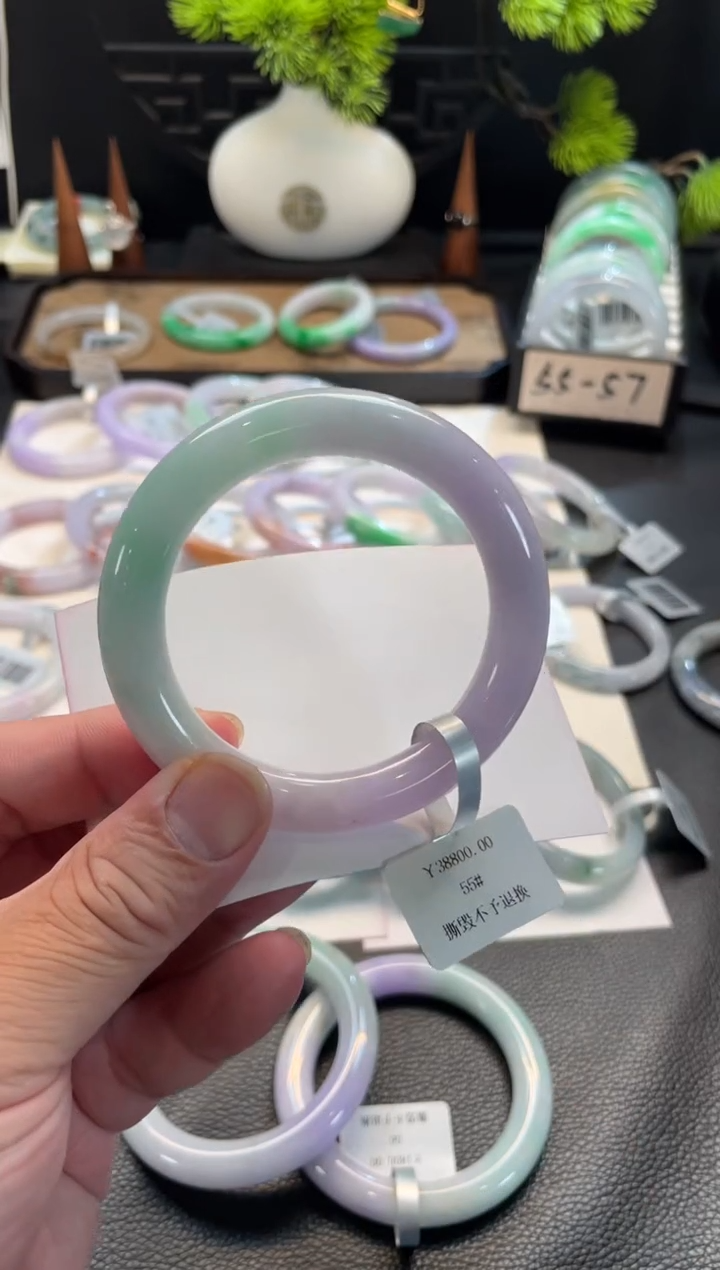 未镶嵌手镯翡翠109号 55.5圆条