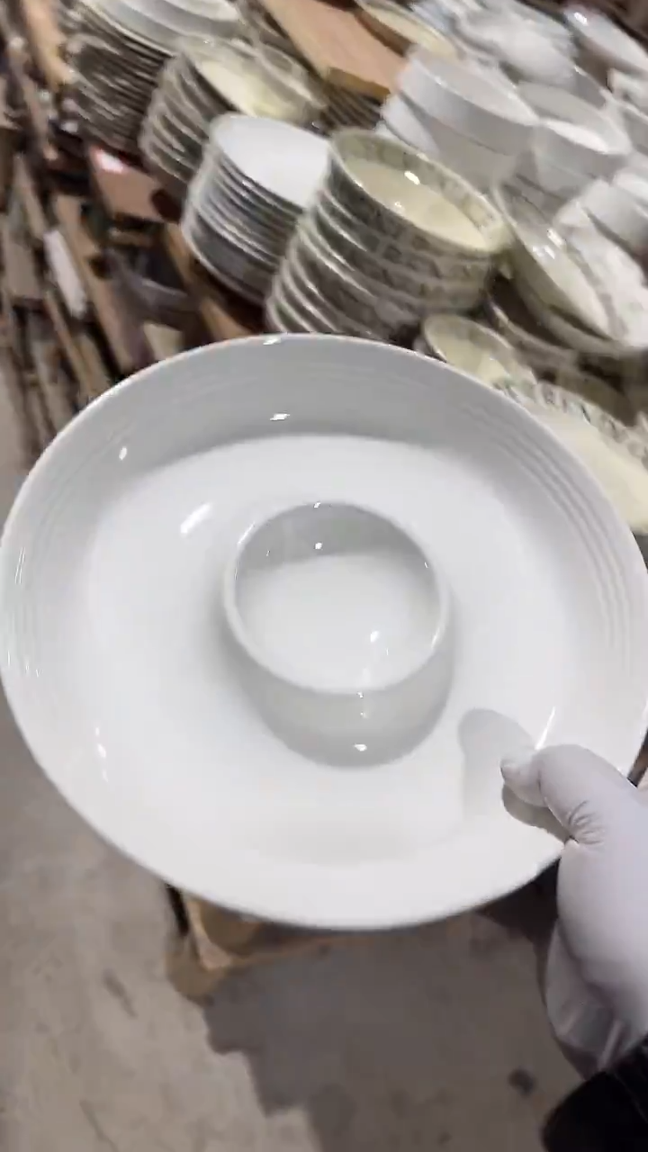 陶瓷韦斯螺纹饺子盘微瑕 凑满20元包邮