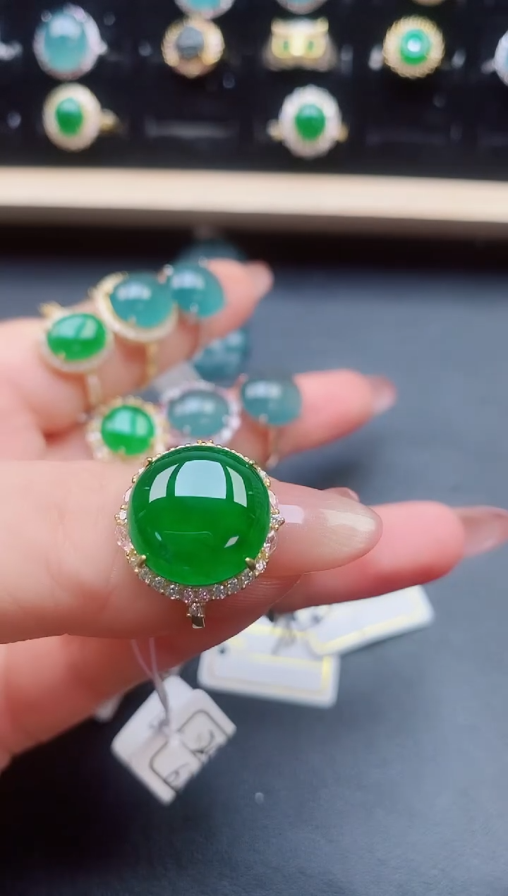 翡翠戒指银S925镶嵌32132121