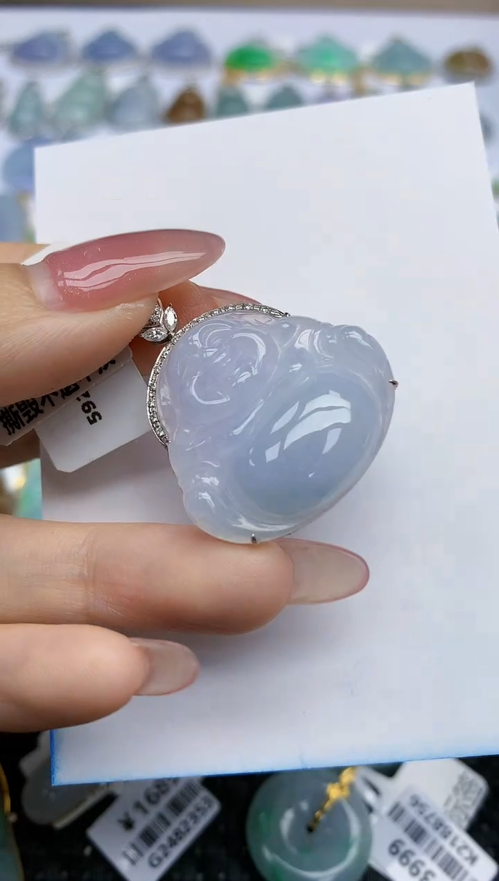 【闪购商品】翡翠挂件18K金镶嵌天然翡翠A货34