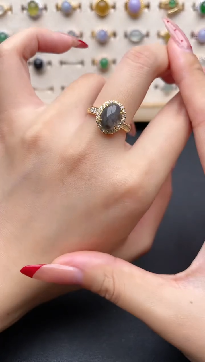 【闪购商品】翡翠戒指银S925镶嵌一物一证一礼盒