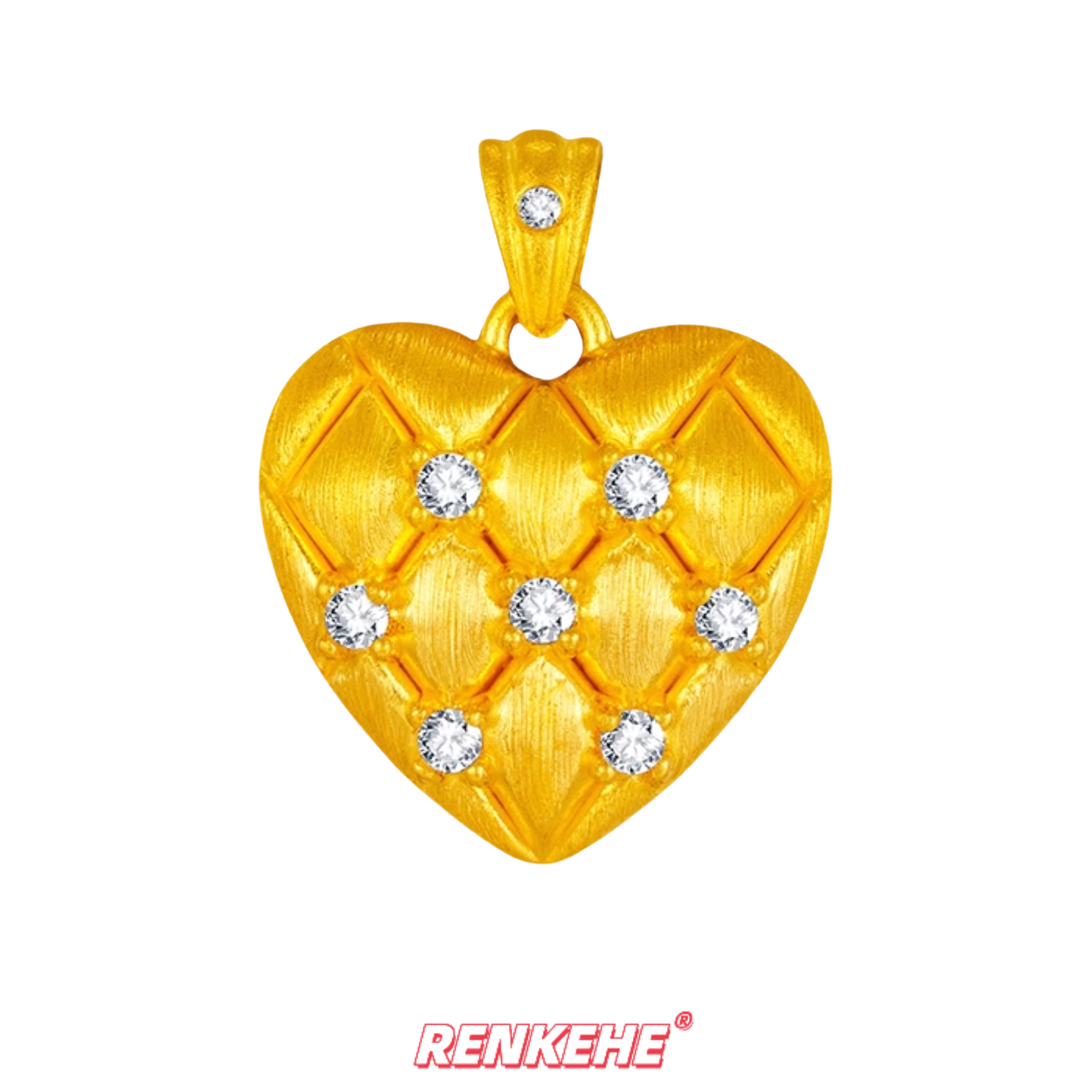 足金爱心草莓镶嵌吊坠时尚轻奢金色精致挂坠素款镶钻百搭坠链