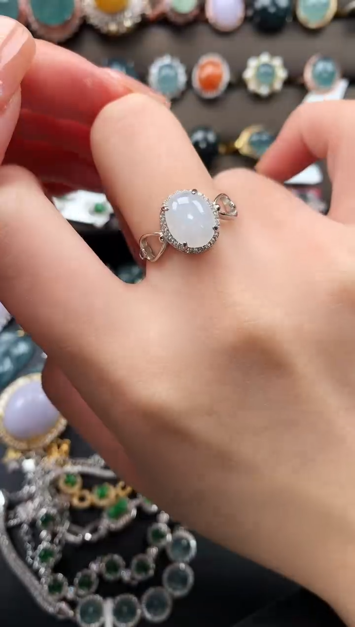 【闪购商品】翡翠戒指银S925镶嵌52141