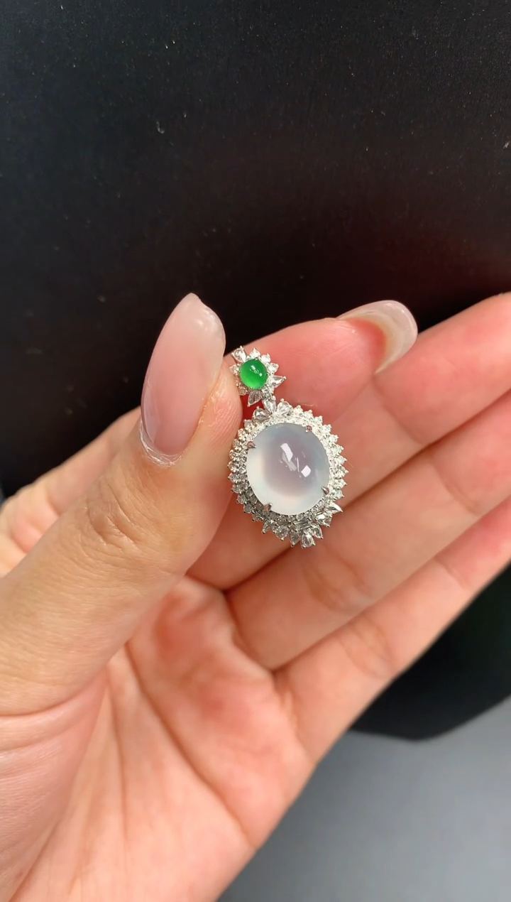 【闪购商品】翡翠颈饰18K金镶嵌白冰吊坠1598