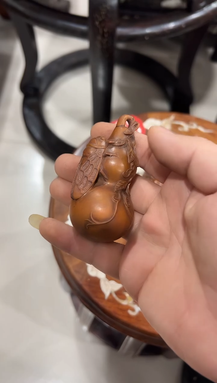 黄杨福禄缠身把件