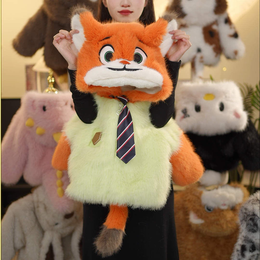 LW亲子男女童冬款毛绒毛茸茸萌宝小尼尼草草冬季保暖加厚外套