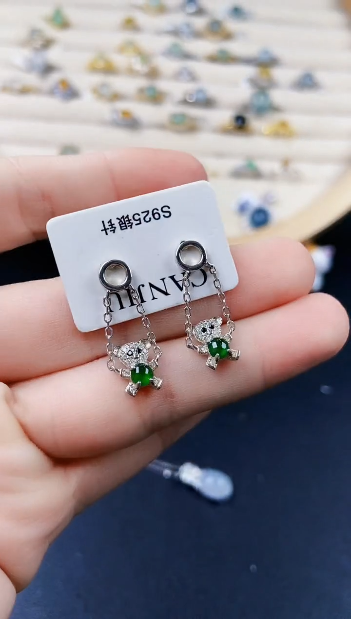 【闪购商品】翡翠耳饰银S925镶嵌456454