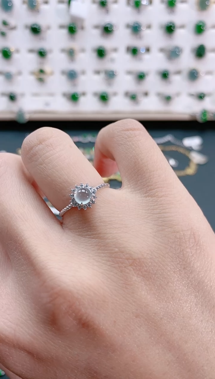 【闪购商品】翡翠戒指银S925镶嵌天然翡翠