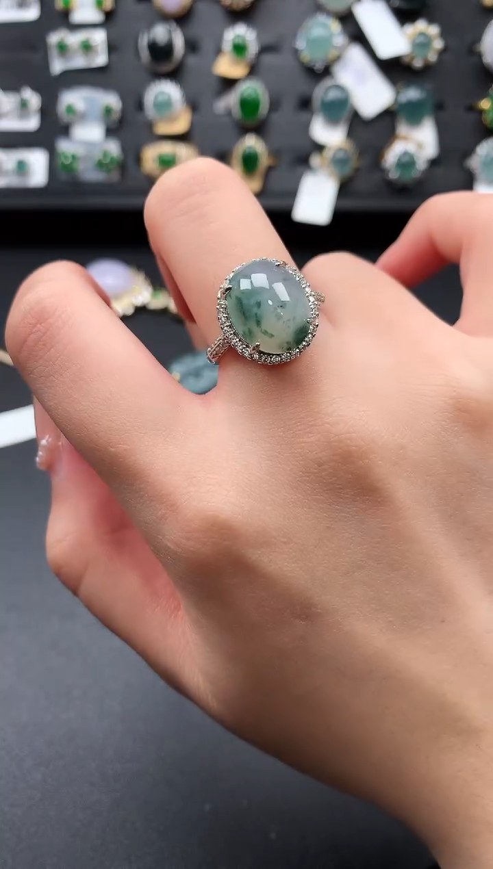 【闪购商品】翡翠戒指银S925镶嵌52141
