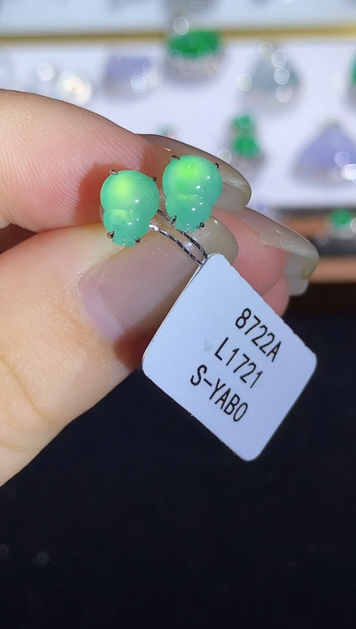 翡翠18K金镶嵌耳饰L1721多样性发其一