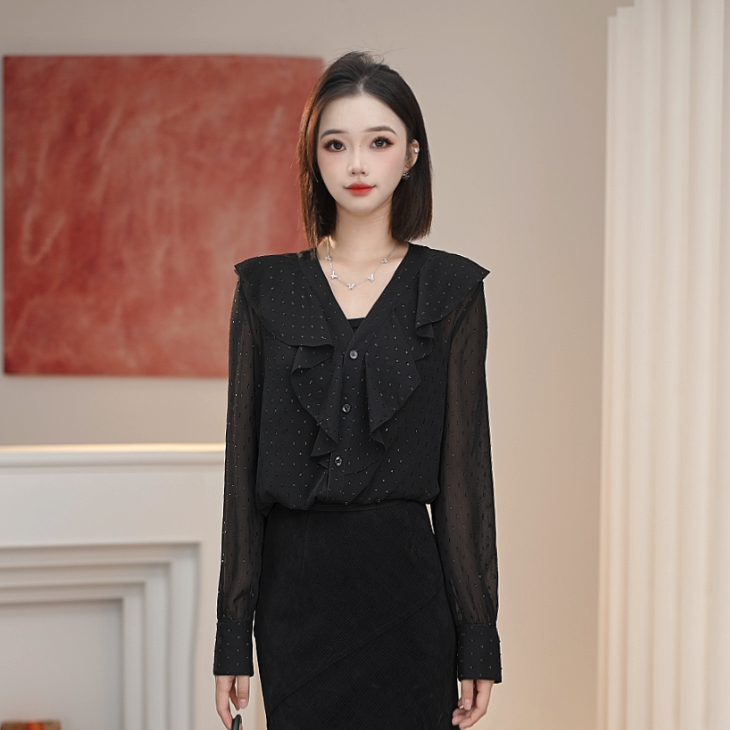 AMASS/阿玛施早春简约舒适衬衣松弛感微透百搭显瘦衬衫女530032