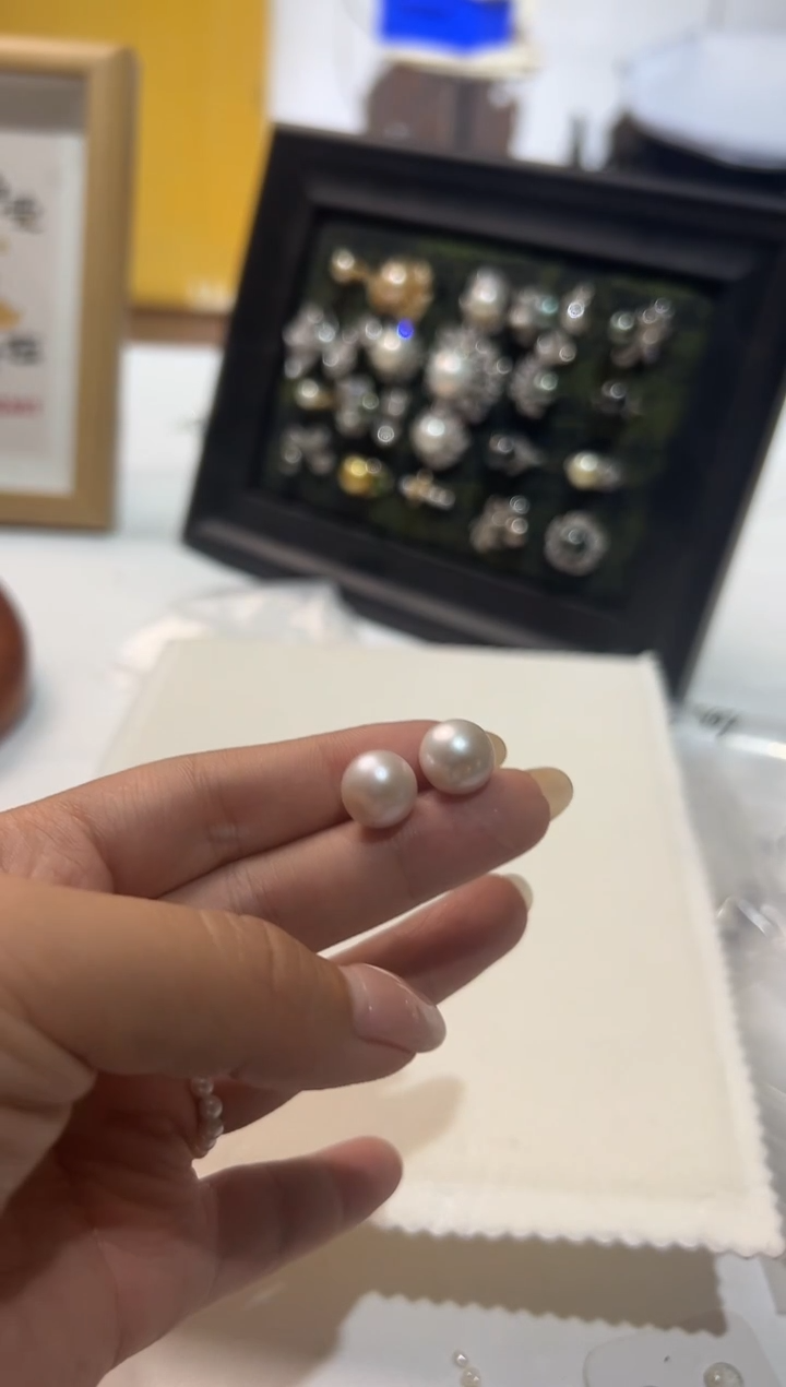 银S925镶嵌耳钉淡水珍珠33