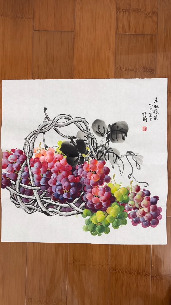 国画【福利，纯手工手绘】卢柏莉葡萄50*50厘米
