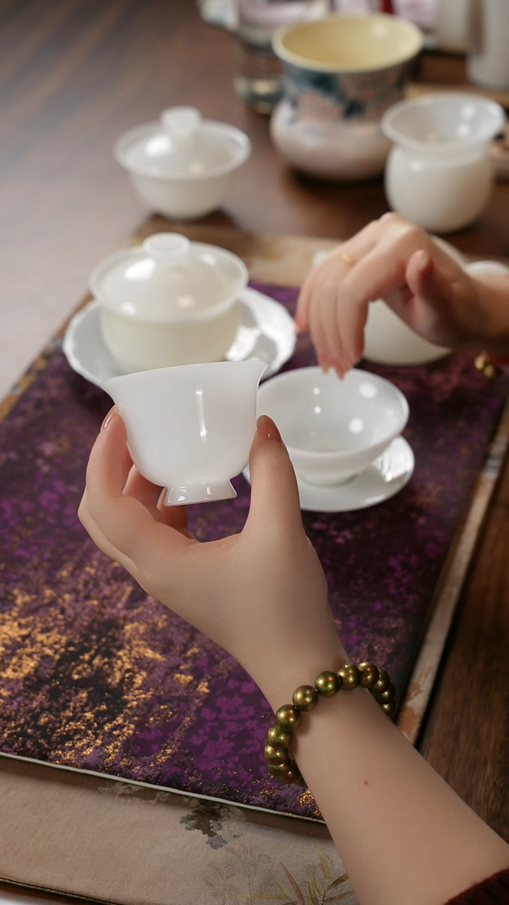 陶瓷茶具白璞玉美人杯