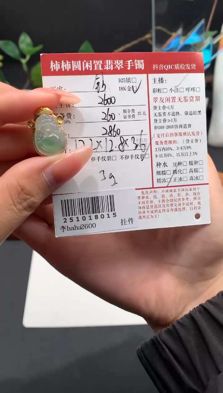 颈饰18K金镶嵌翡翠姐姐251018015