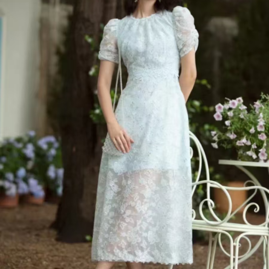 OU. 蕾丝连衣裙1122320595显瘦气质复古长款