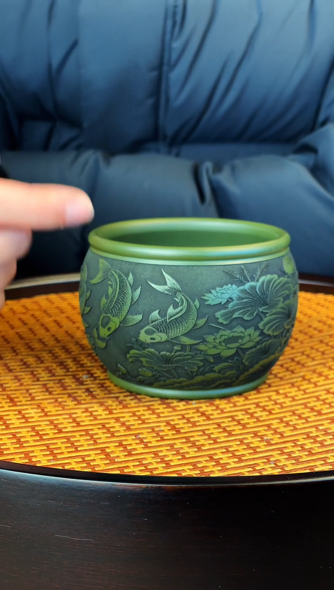 年年有余 翡翠绿泥主人杯