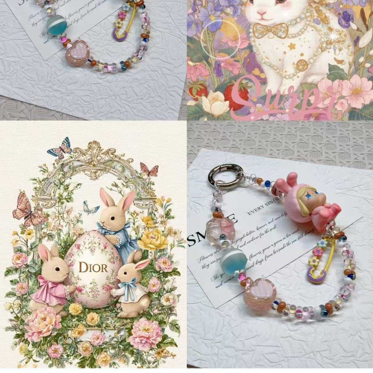 B121正版萌粒［粉兔坐坐］手机链