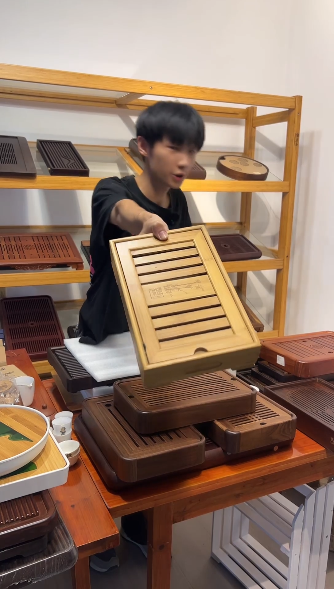 贝**%本色小盛水茶盘