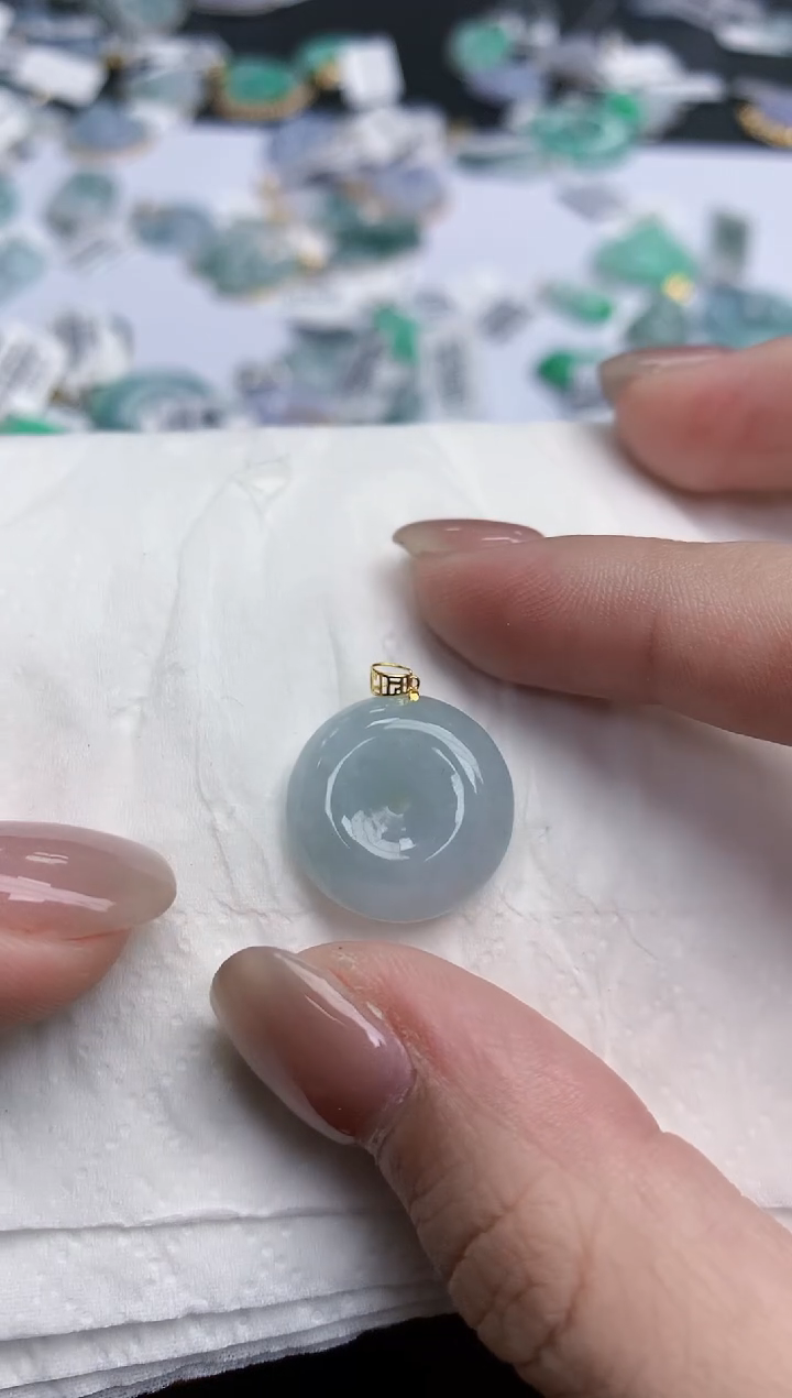 【闪购商品】翡翠颈饰18K金镶嵌天然缅甸翡翠A货